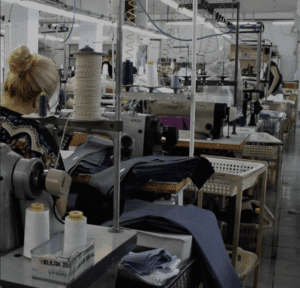 Woman working in a clothing factory in Albania
