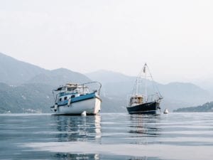 Two boats in the Albanian Sea