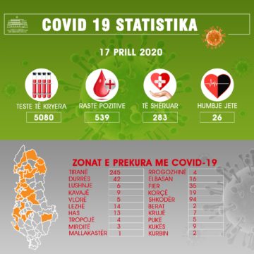 COVID-19 Cases in Albania Jump to 539