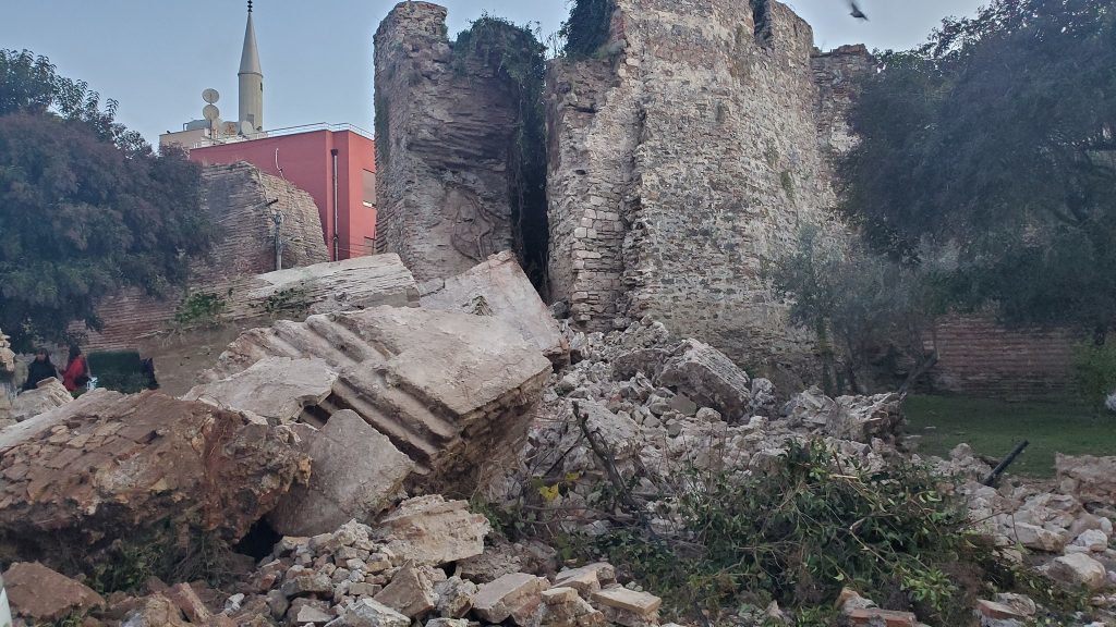 Durres ancient walls damaged by the earthquake 