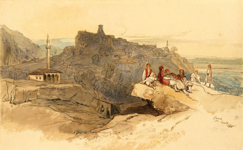 Kruja Castle painted by Edward Lear