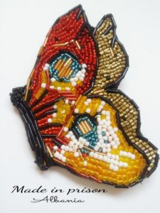 Made in Prison Albania butterfly bead brooch