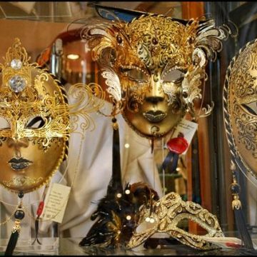 Tourists and Made-in-Albania Venetian Masks at Venice Carnival